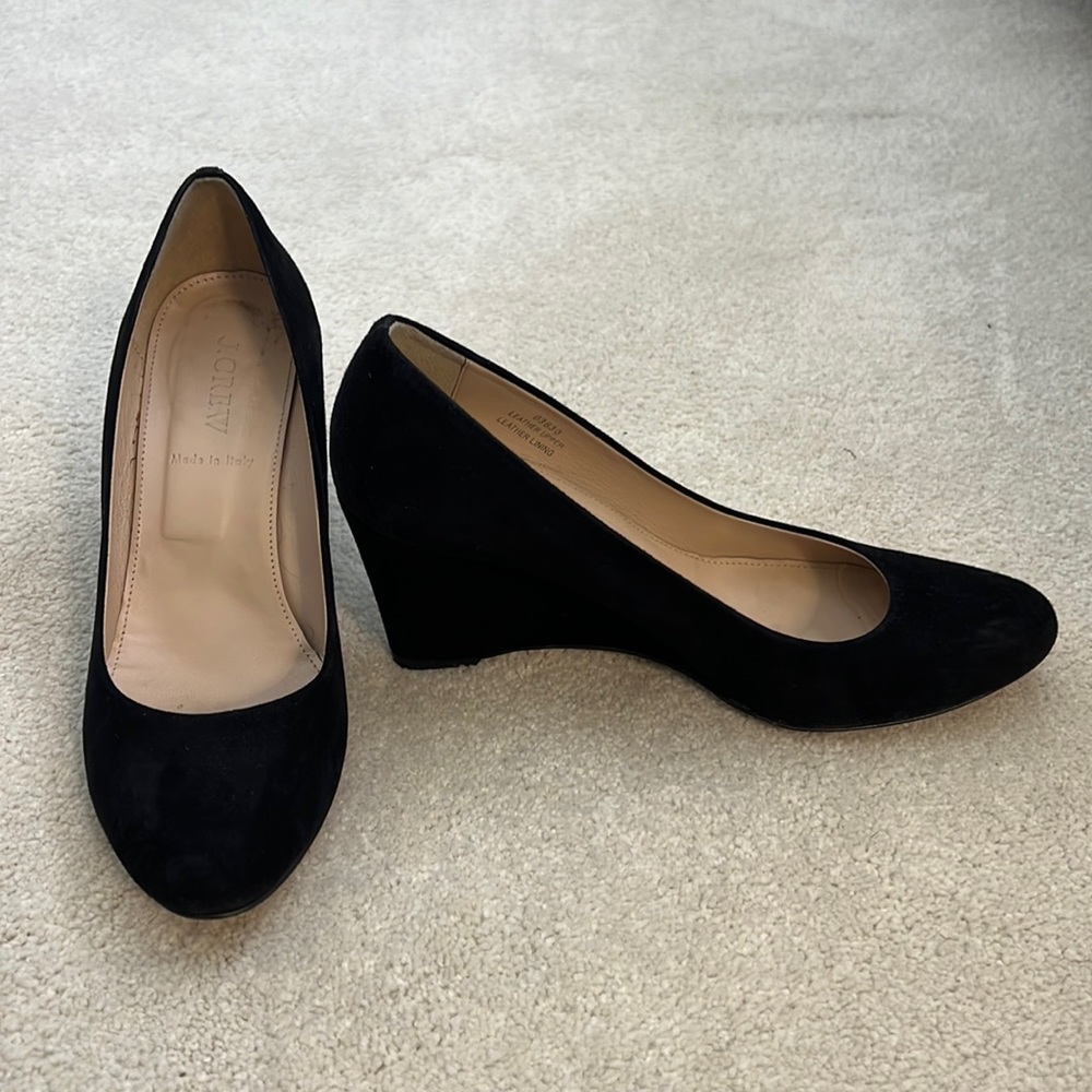 J. Crew Black Suede Wedges